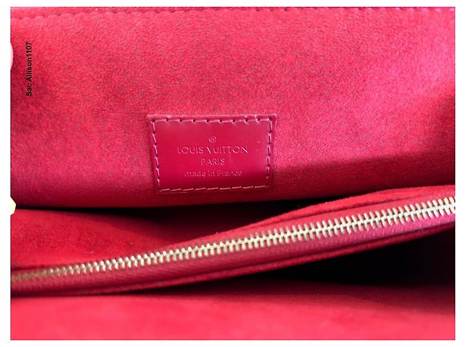 Louis Vuitton Caissa Clutch Damier Ebano e Pelle Rossa Rosso Damier ebene - vista 12