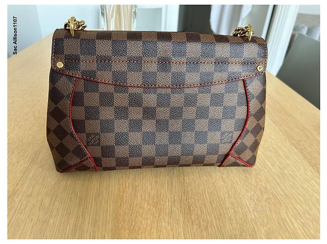 Louis Vuitton Caissa Clutch Damier Ebano e Pelle Rossa Rosso Damier ebene - vista 2