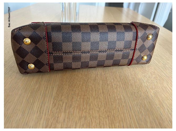 Louis Vuitton Caissa Clutch Damier Ebano e Pelle Rossa Rosso Damier ebene - vista 3