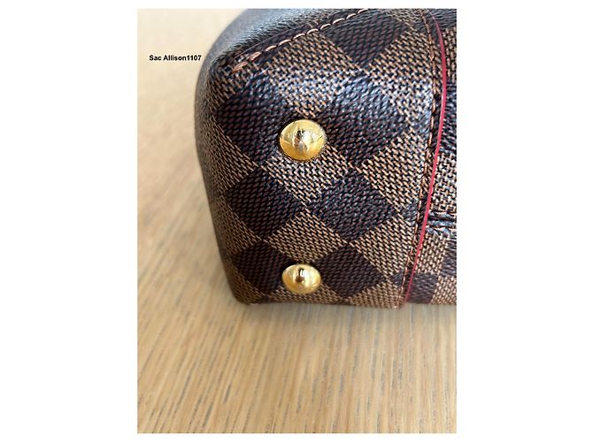 Louis Vuitton Caissa Clutch Damier Ebano e Pelle Rossa Rosso Damier ebene - vista 4