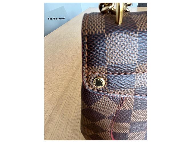 Louis Vuitton Caissa Clutch Damier Ebano e Pelle Rossa Rosso Damier ebene - vista 5