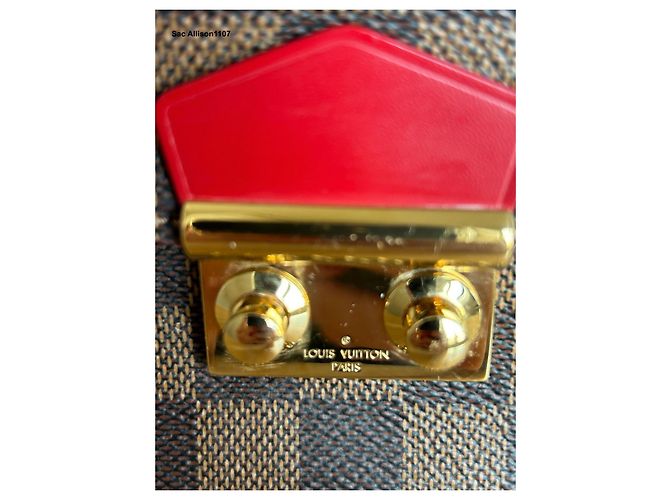 Louis Vuitton Caissa Clutch Damier Ebano e Pelle Rossa Rosso Damier ebene - vista 6
