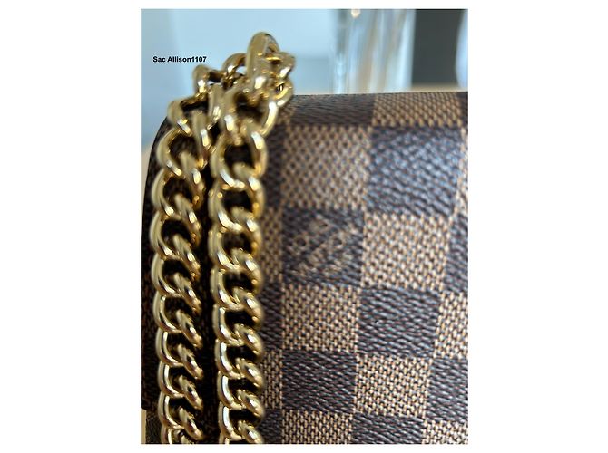 Louis Vuitton Caissa Clutch Damier Ebano e Pelle Rossa Rosso Damier ebene - vista 7