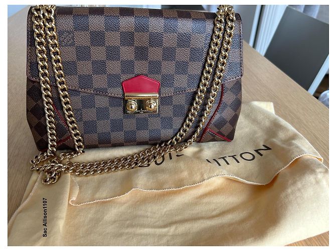 Louis Vuitton Caissa Clutch Damier Ebano e Pelle Rossa Rosso Damier ebene - vista 8