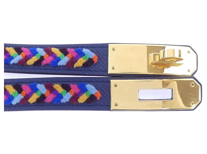 Hermès Hermes Kelly Samt Gürtel 18mm Marineblau - Ansicht 2