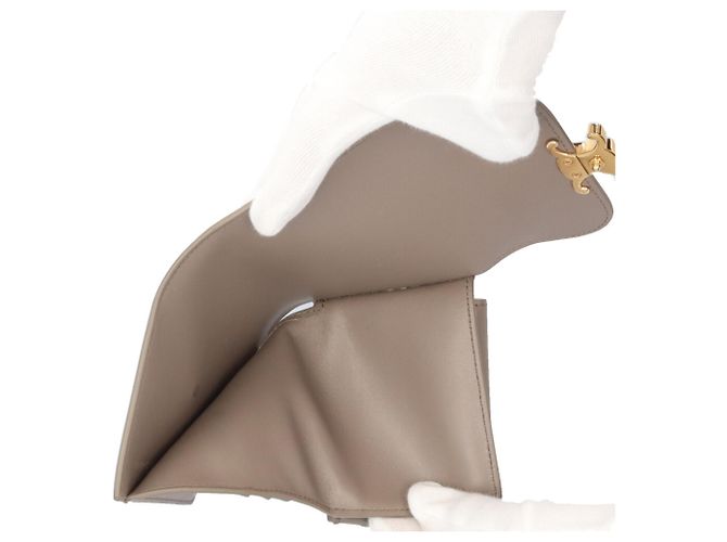 Céline Celine Small Flap Wallet Triomphe Tri-fold Leather Beige - view 9