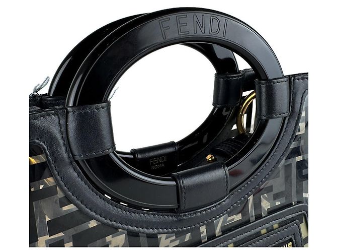 Borsa a mano Runaway Shopper Fendi in pelle vinilica nera e trasparente Nero - vista 10