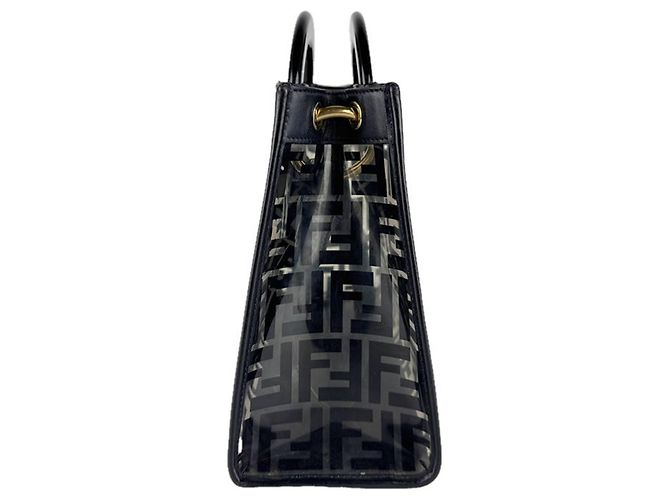 Borsa a mano Runaway Shopper Fendi in pelle vinilica nera e trasparente Nero - vista 2