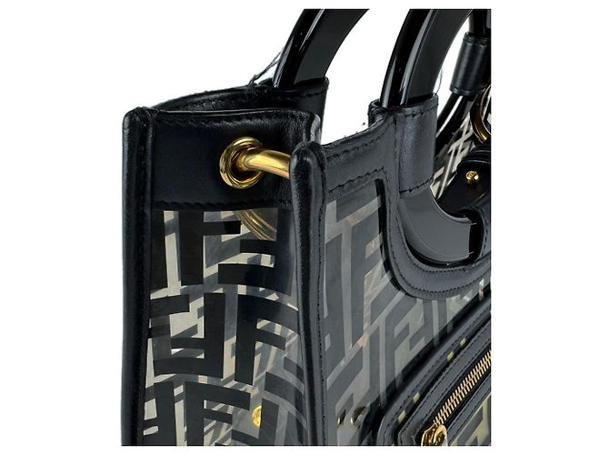 Borsa a mano Runaway Shopper Fendi in pelle vinilica nera e trasparente Nero - vista 6