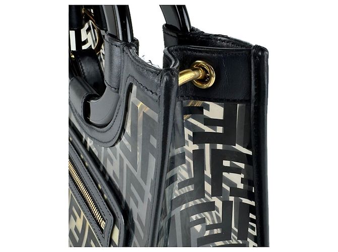 Borsa a mano Runaway Shopper Fendi in pelle vinilica nera e trasparente Nero - vista 7