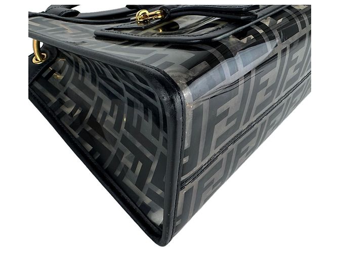 Borsa a mano Runaway Shopper Fendi in pelle vinilica nera e trasparente Nero - vista 8