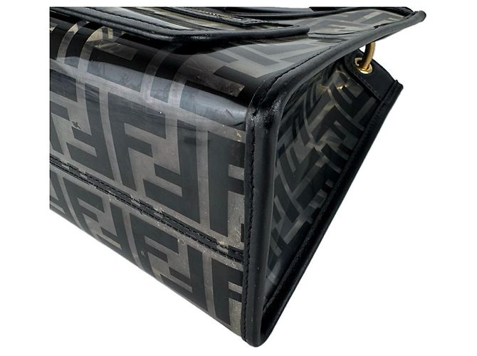 Borsa a mano Runaway Shopper Fendi in pelle vinilica nera e trasparente Nero - vista 9