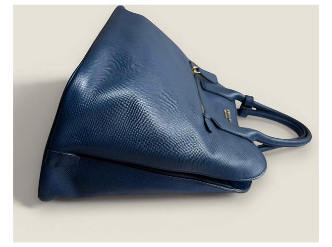 Borsa a mano aperta Promenade in pelle Saffiano blu di Prada - vista 12
