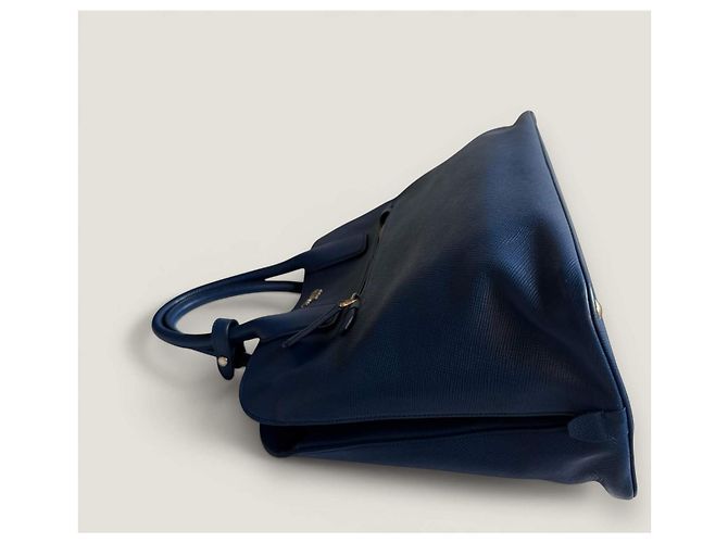 Borsa a mano aperta Promenade in pelle Saffiano blu di Prada - vista 13