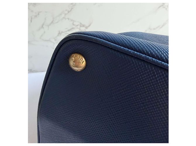 Borsa a mano aperta Promenade in pelle Saffiano blu di Prada - vista 19