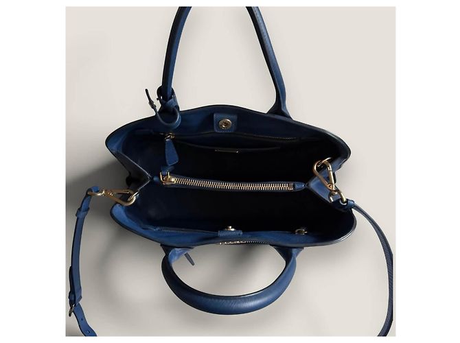Borsa a mano aperta Promenade in pelle Saffiano blu di Prada - vista 20