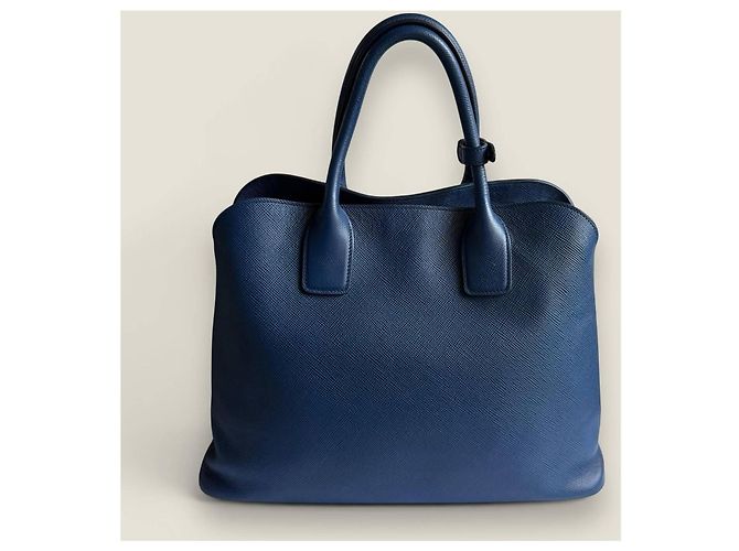 Borsa a mano aperta Promenade in pelle Saffiano blu di Prada - vista 4