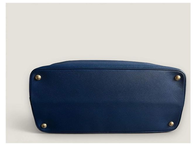 Borsa a mano aperta Promenade in pelle Saffiano blu di Prada - vista 9