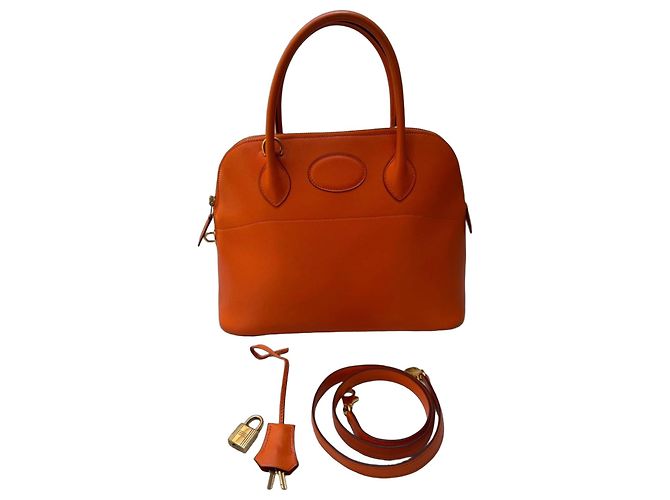 Borsa Hermès Bolide 31 in pelle arancione - vista 2