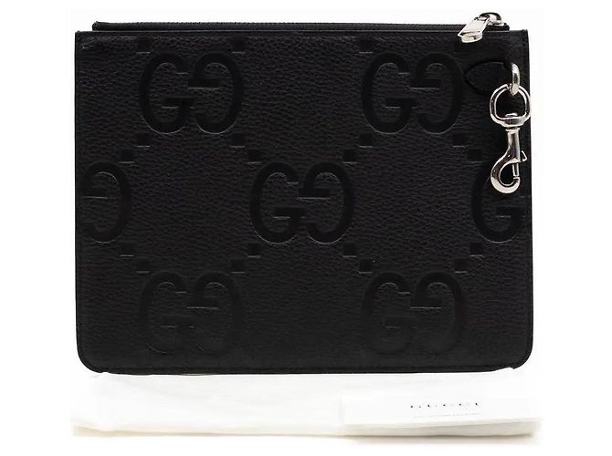 Pochette Gucci Jumbo GG Monogram Pelle Nera Nero - vista 2