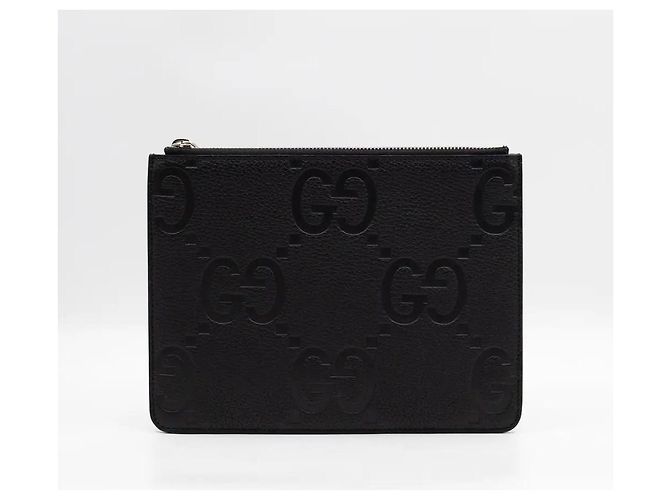 Pochette Gucci Jumbo GG Monogram Pelle Nera Nero - vista 3