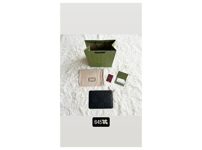 Pochette Gucci Jumbo GG Monogram Pelle Nera Nero - vista 6