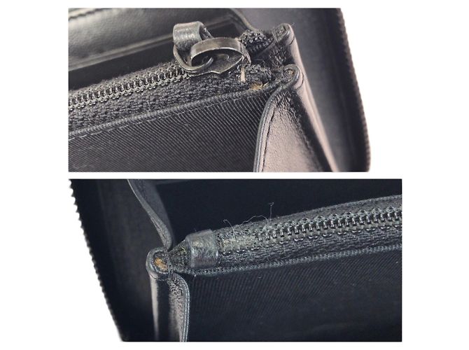 Chanel Chevron V-Stitch schwarzes Lammleder Langbörse - Ansicht 7