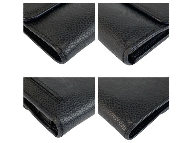 Cartera plegable de cuero negro Chanel Coco Mark - vista 7