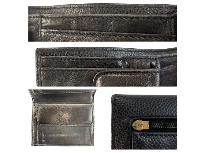 Cartera plegable de cuero negro Chanel Coco Mark - vista 9