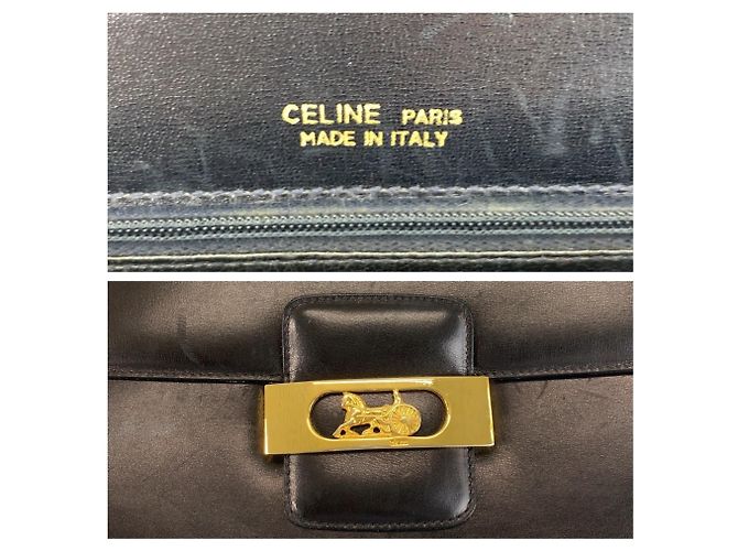 Céline Borsa a spalla in pelle nera Celine Carriage Hardware Nero - vista 3