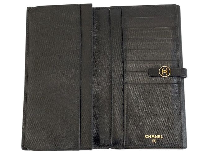 Schwarze Leder lange Brieftasche Chanel Coco Button - Ansicht 4
