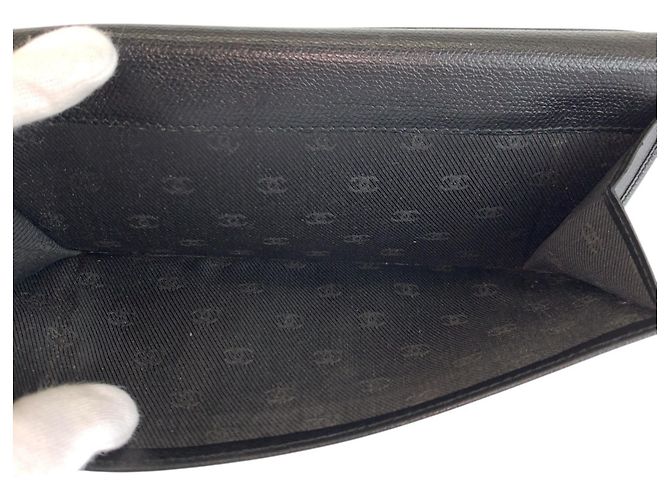Schwarze Leder lange Brieftasche Chanel Coco Button - Ansicht 6