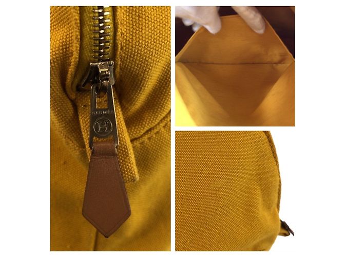 Pochette in tela Bolide di Hermès Giallo Senape - vista 4
