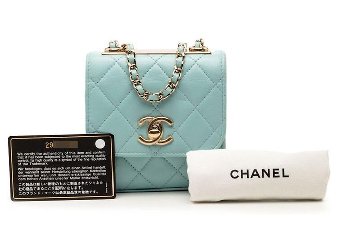 Borsa a Spalla Matelassé Chanel Trendy CC Coco Mark Blu chiaro - vista 7