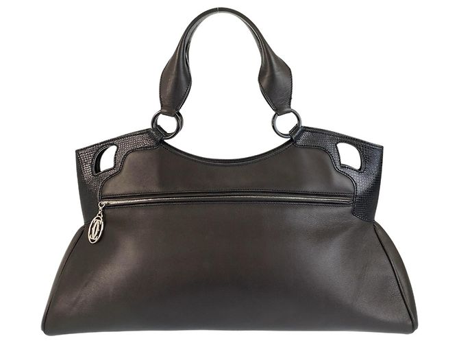Schwarze Leder Tote Bag Marcello von Cartier - Ansicht 2
