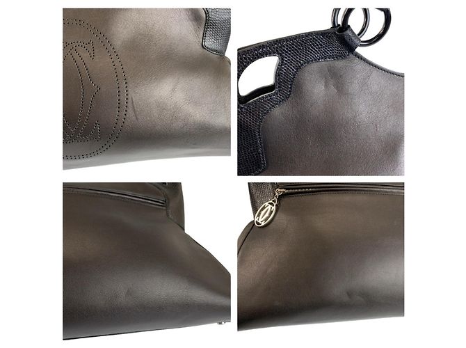 Schwarze Leder Tote Bag Marcello von Cartier - Ansicht 5