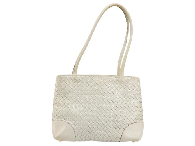 Borsa Tote in pelle Intrecciato Bottega Veneta bianca e oro Auth bs34623 - vista 13