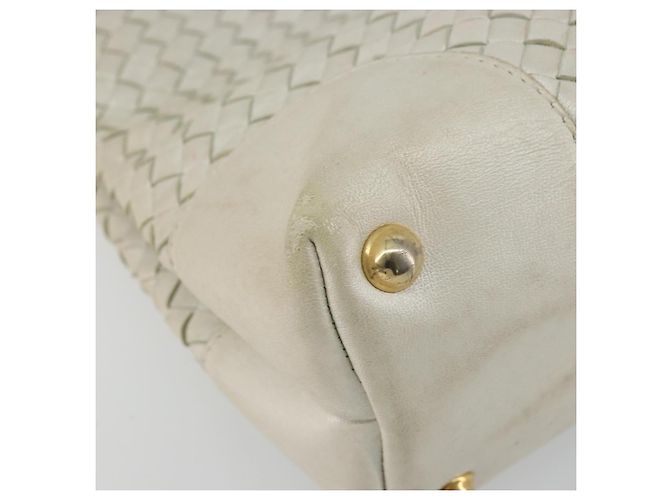Borsa Tote in pelle Intrecciato Bottega Veneta bianca e oro Auth bs34623 - vista 15