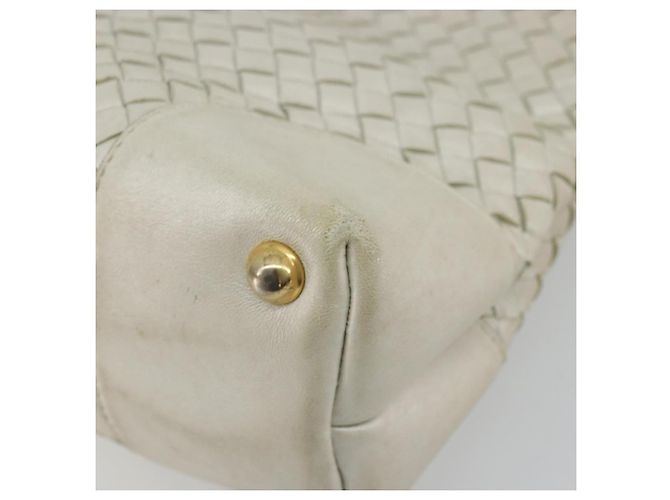 Borsa Tote in pelle Intrecciato Bottega Veneta bianca e oro Auth bs34623 - vista 16