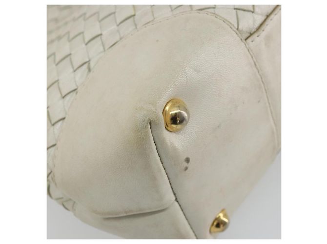 Borsa Tote in pelle Intrecciato Bottega Veneta bianca e oro Auth bs34623 - vista 17