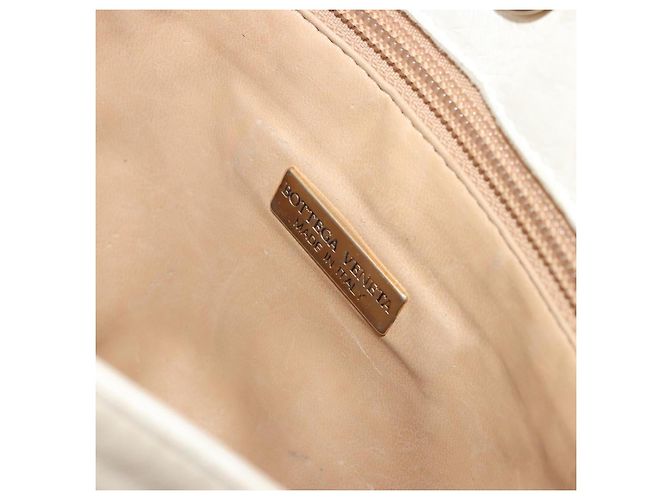Borsa Tote in pelle Intrecciato Bottega Veneta bianca e oro Auth bs34623 - vista 18