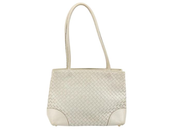 Borsa Tote in pelle Intrecciato Bottega Veneta bianca e oro Auth bs34623 - vista 2