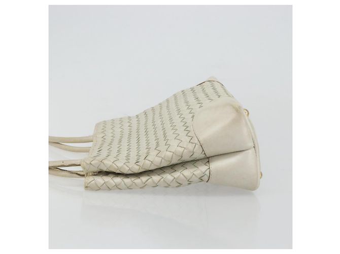 Borsa Tote in pelle Intrecciato Bottega Veneta bianca e oro Auth bs34623 - vista 4
