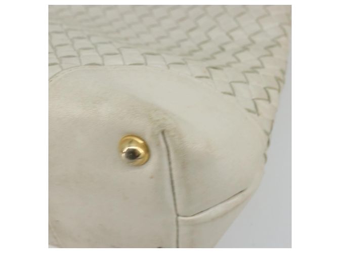 Borsa Tote in pelle Intrecciato Bottega Veneta bianca e oro Auth bs34623 - vista 8