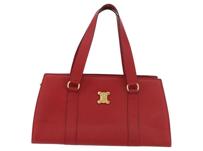 Céline Borsa a mano CELINE in pelle rossa dorata Auth 176319 Rosso D'oro - vista 13