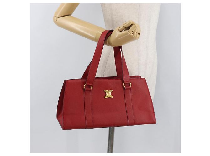 Céline Borsa a mano CELINE in pelle rossa dorata Auth 176319 Rosso D'oro - vista 23