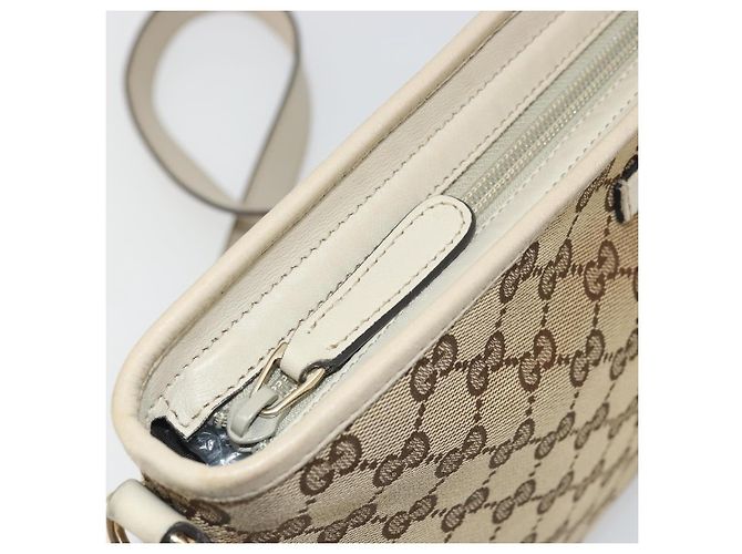 Borsa a Spalla GG Canvas Gucci Beige Oro 388924 Auth 176257 D'oro - vista 10