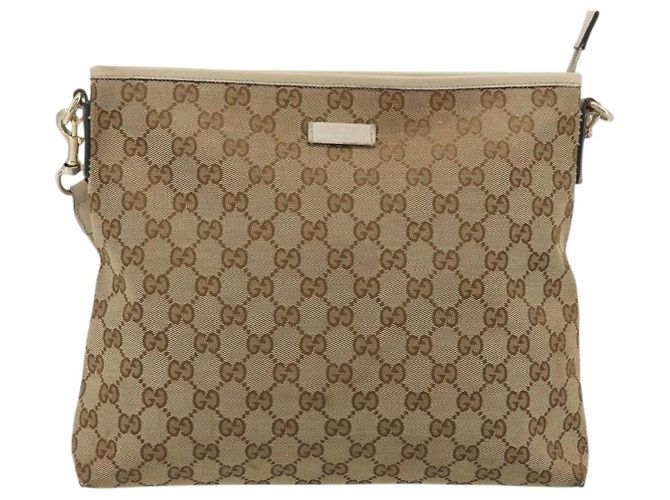 Borsa a Spalla GG Canvas Gucci Beige Oro 388924 Auth 176257 D'oro - vista 13