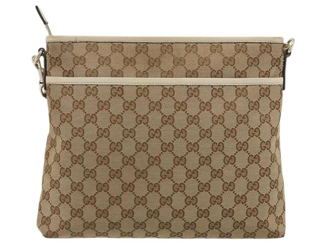 Borsa a Spalla GG Canvas Gucci Beige Oro 388924 Auth 176257 D'oro - vista 2