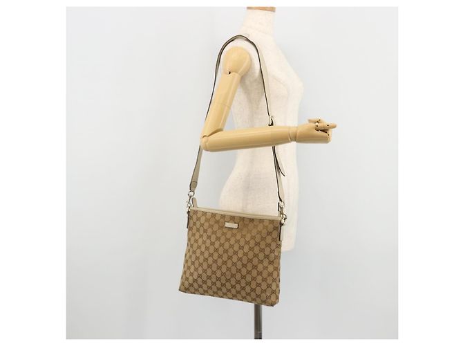 Borsa a Spalla GG Canvas Gucci Beige Oro 388924 Auth 176257 D'oro - vista 23
